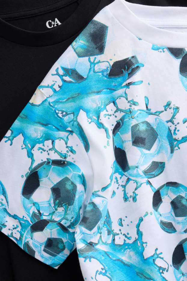 Děti - chlapci - Multipack 2 ks - fotbal - tričko s krátkým rukávem - černá