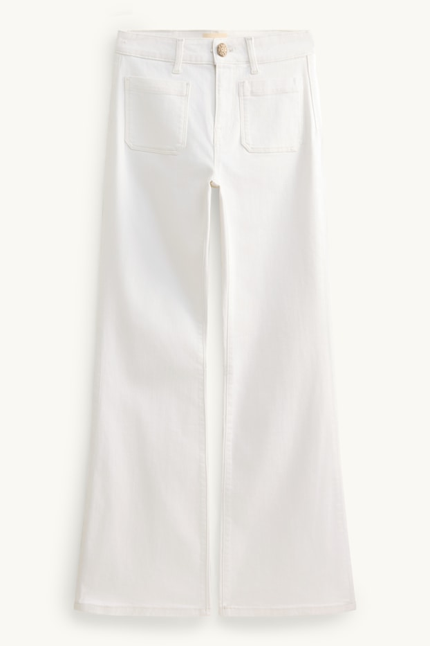 Donna - Jeans svasati - vita media - bianco