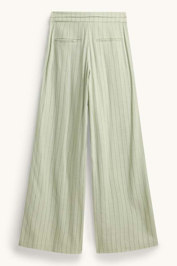 Femei - Pantaloni de stofă - talie medie - wide leg - structurați - verde deschis