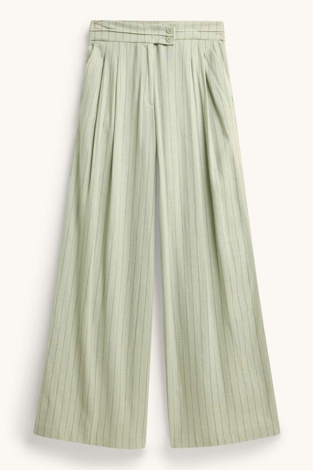 Femei - Pantaloni de stofă - talie medie - wide leg - structurați - verde deschis