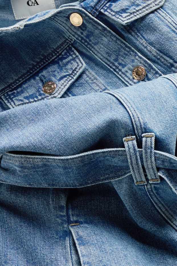 Femei - Rochie tip bluză din denim cu curea - albastru