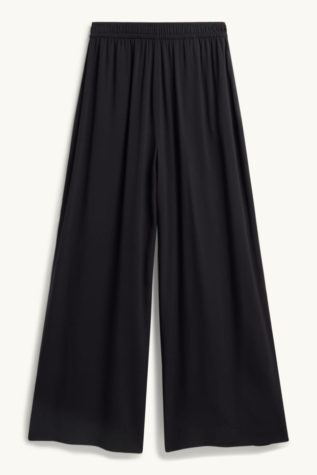 Women - Cloth trousers - high waist - wide leg - black