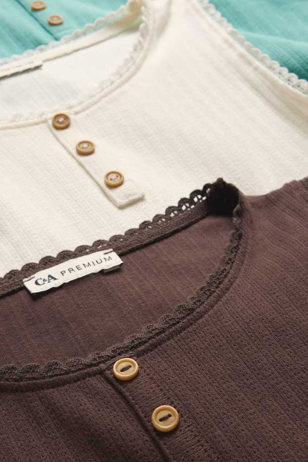 Bambine - Confezione da 3 – top in pointelle – a coste - marrone