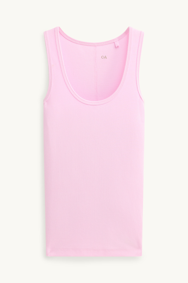 Damen - Top - gerippt - rosa