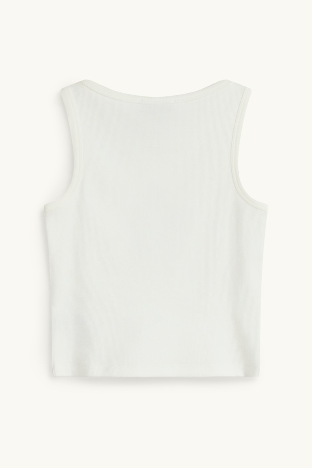 Children Girls - Star - top - ribbed - white