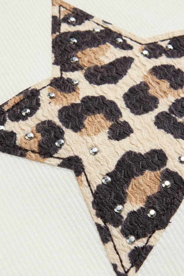 Children Girls - Star - top - ribbed - white