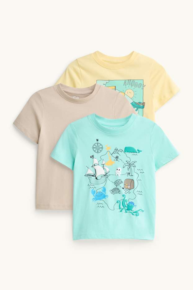 Children Boys - Multipack of 3 - ship - short sleeve T-shirt - beige