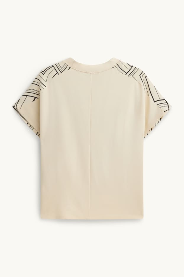 Dámské - Tričko - regular fit - se vzorem - krémové barvy