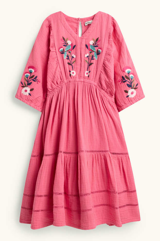 Copii - Fete - Floare - rochie din muselină - roz