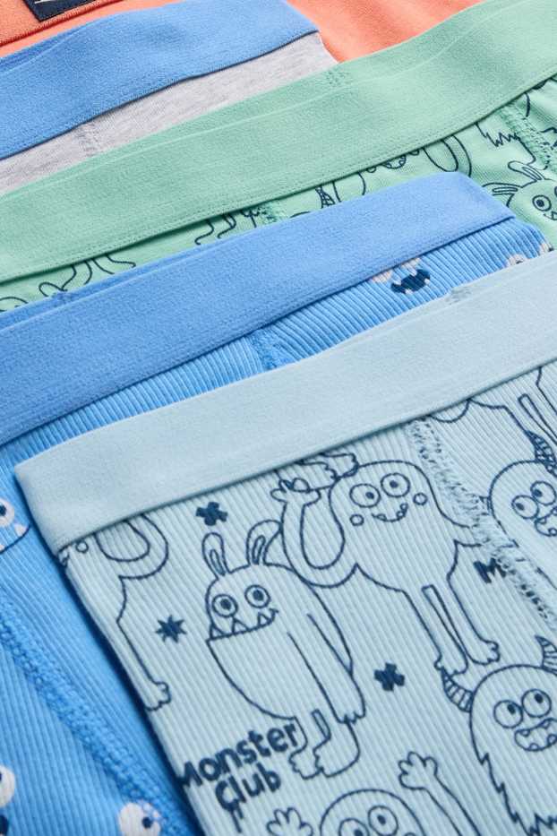 Kinderen: jongens - Set van 5 - monster - boxershort - oranje / blauw