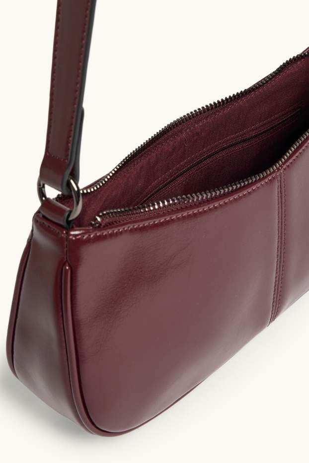 Damen - Schultertasche - Lederimitat - dunkelrot