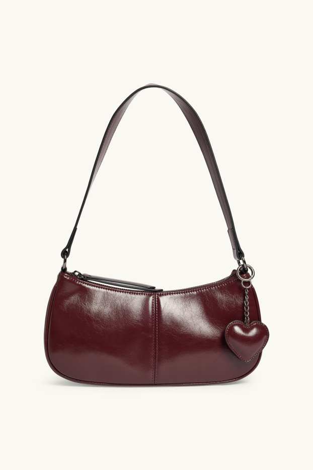 Damen - Schultertasche - Lederimitat - dunkelrot