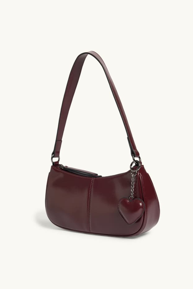 Damen - Schultertasche - Lederimitat - dunkelrot