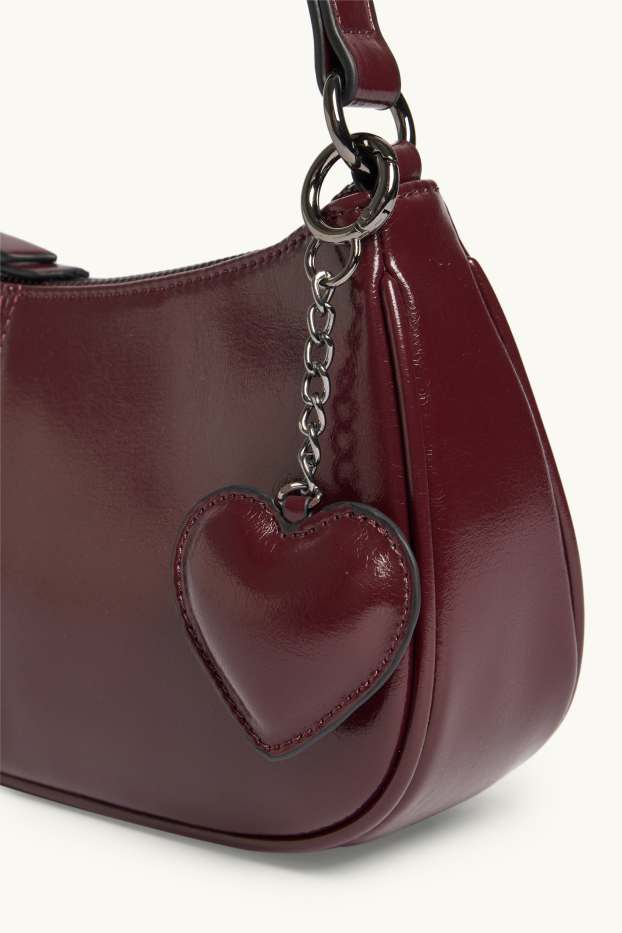 Damen - Schultertasche - Lederimitat - dunkelrot