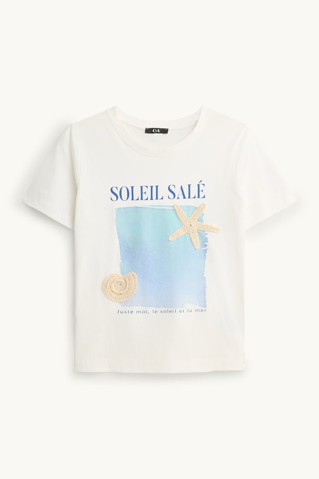 Donna - T-shirt - regular fit - bianco crema