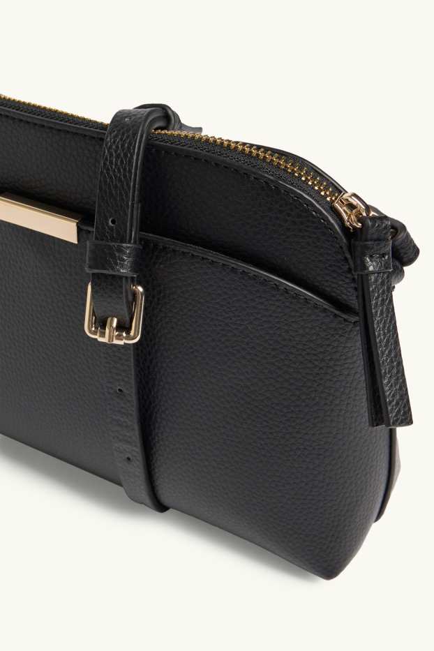 Damen - Umhängetasche - Lederimitat - schwarz