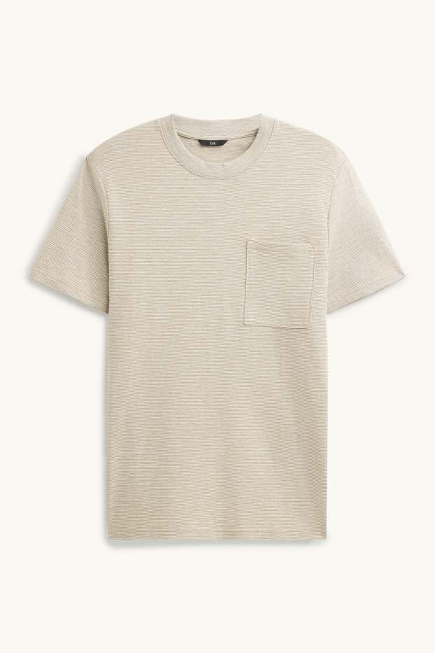 Home - Samarreta de màniga curta - regular fit - de ratlles - marró