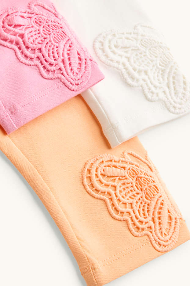 Kinder Mädchen - Multipack 3er - Schmetterling - Leggings - gerippt - weiss