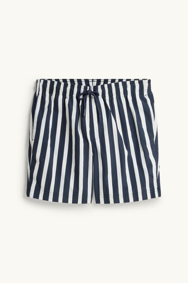 Men - Swim shorts - striped - dark blue / white