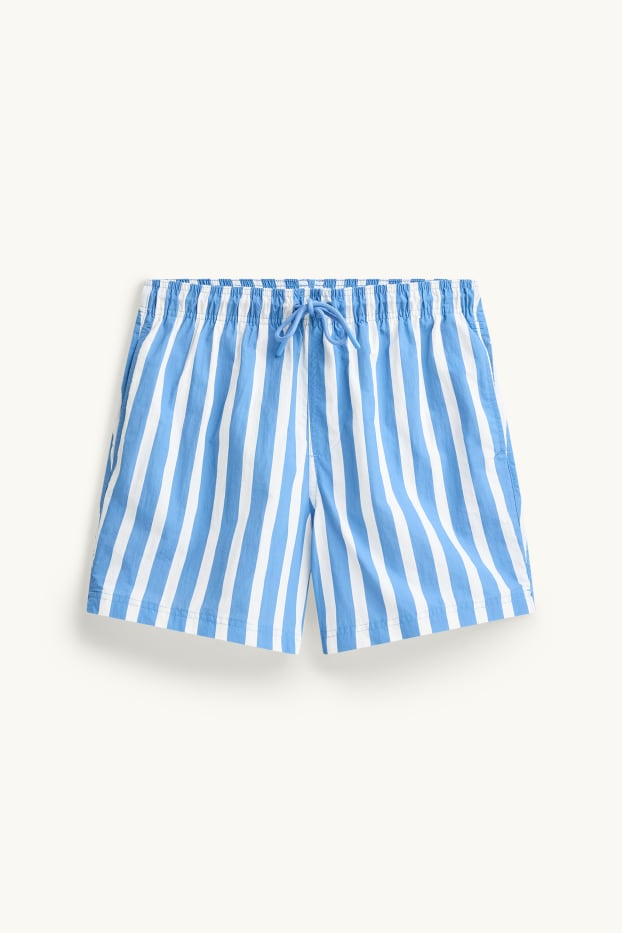 Men - Swim shorts - striped - blue / white