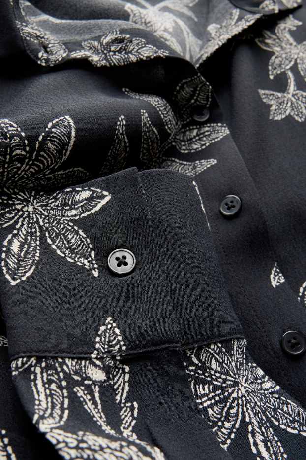 Damen - Bluse - geblümt - schwarz