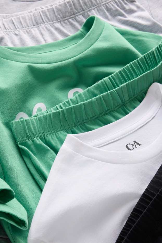 Kinder Buben - Multipack 3er - New York - Shorty Pyjama - 6 teilig - grau / grün