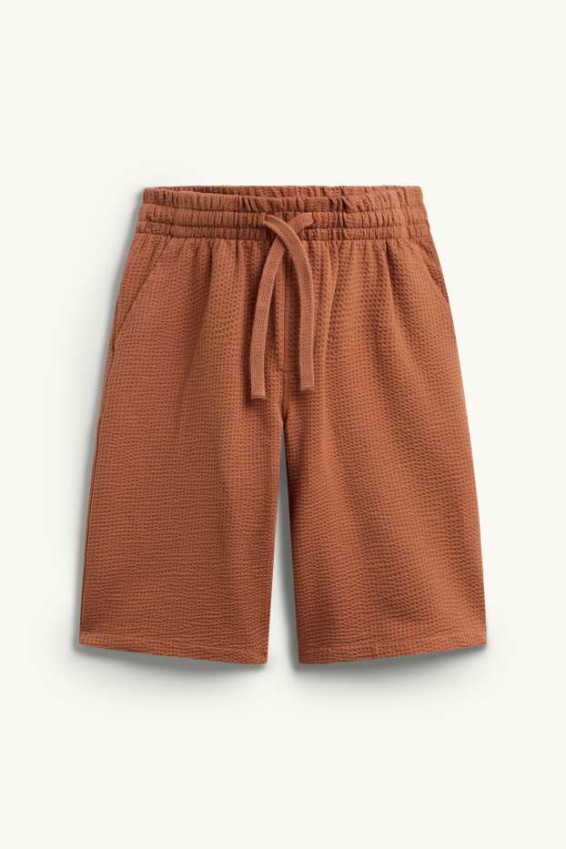 Kinder Buben - Sweatshorts - strukturiert - braun