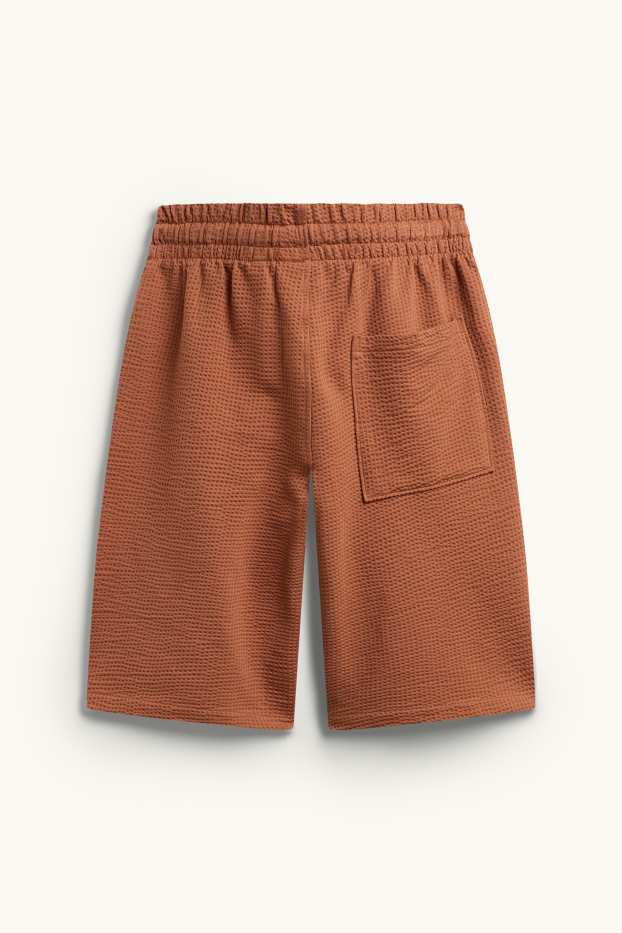 Kinder Buben - Sweatshorts - strukturiert - braun