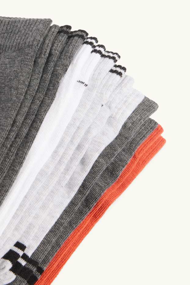 Nen - Paquet de 7 - bàsquet - mitjons turmellers amb dibuix - taronja/gris