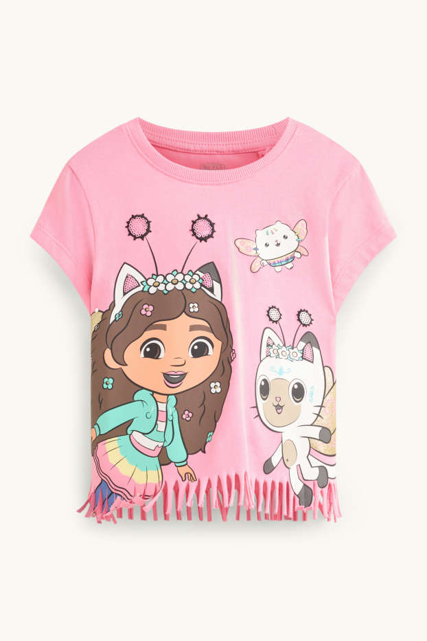 Copii - Fete - Casa de păpuși a lui Gabby - tricou cu mânecă scurtă - aspect lucios - roz