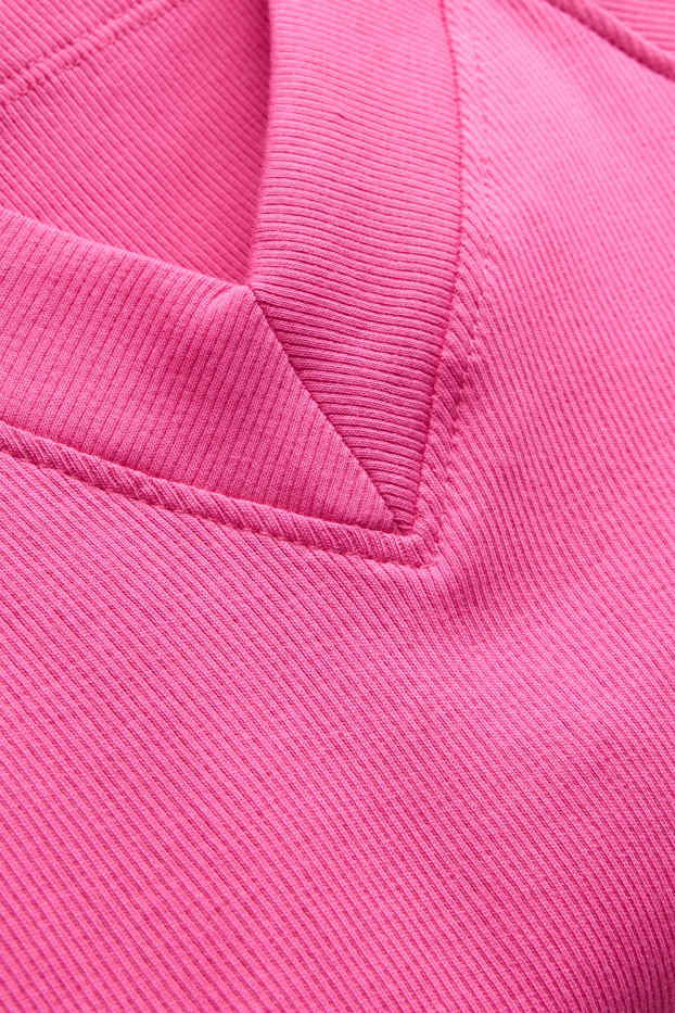 Damen - T-Shirt mit V-Ausschnitt - Slim Fit - pink