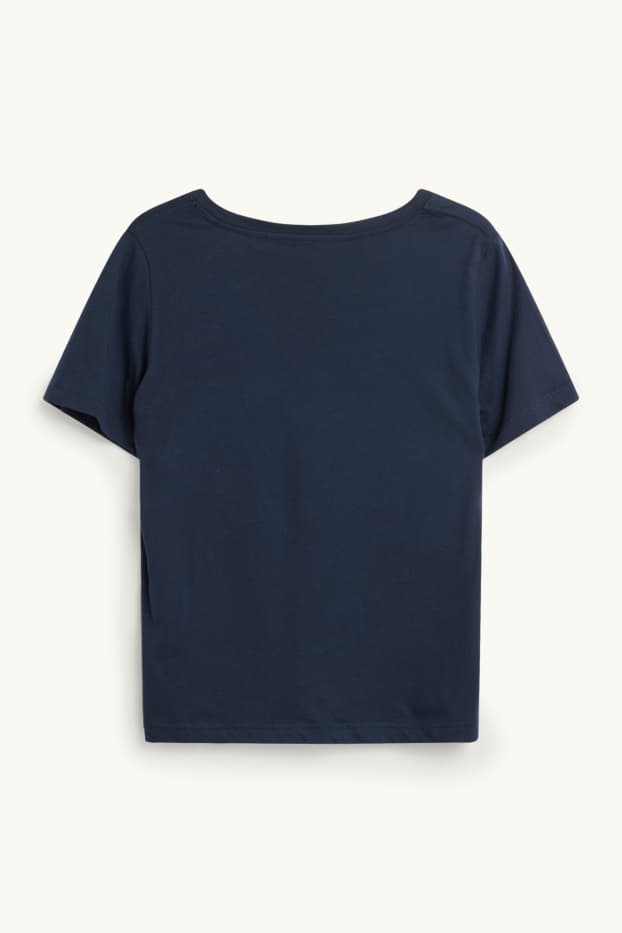 Dámské - Tričko s výstřihem ve tvaru V - regular fit - tmavomodrá