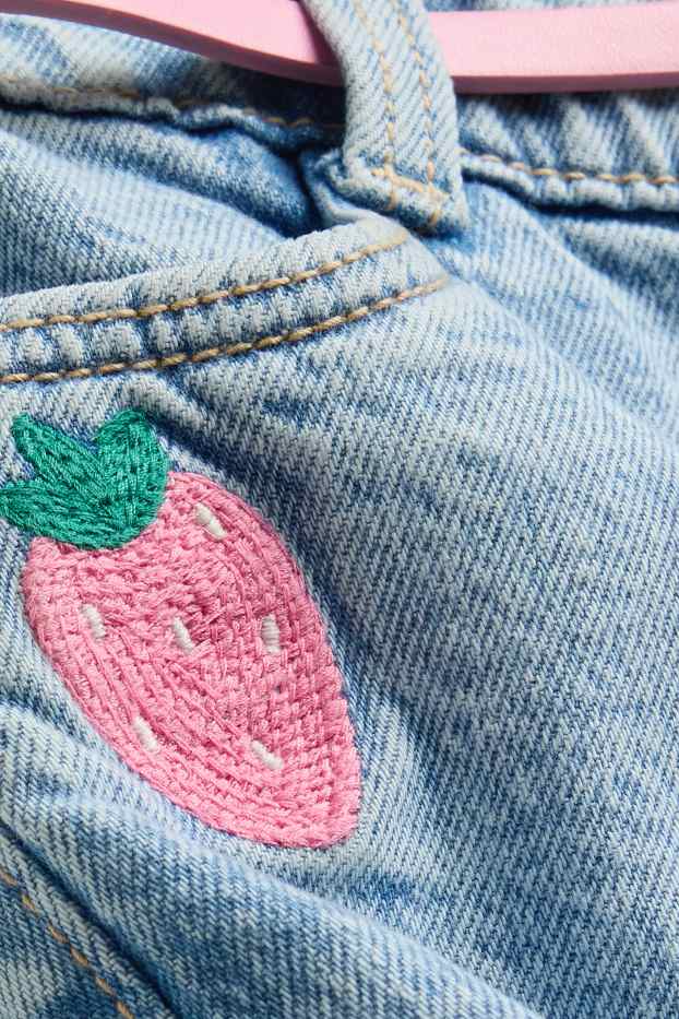 Copii - Fete - Fructe - pantaloni scurți de blugi cu curea - albastru