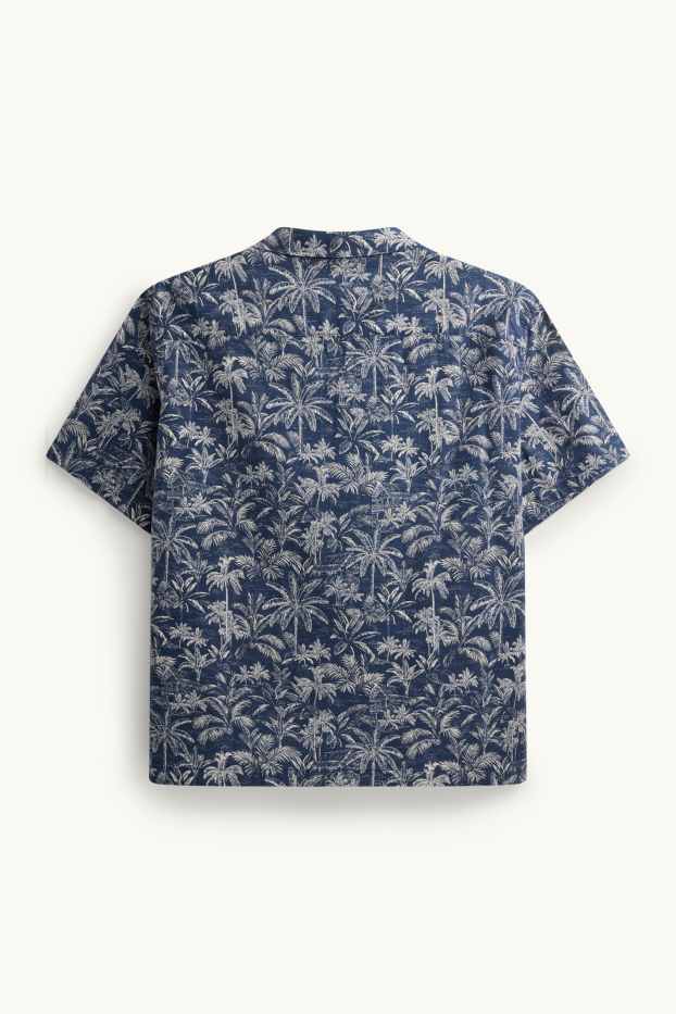 Herren - Hemd - Regular-Fit - gemustert - dunkelblau