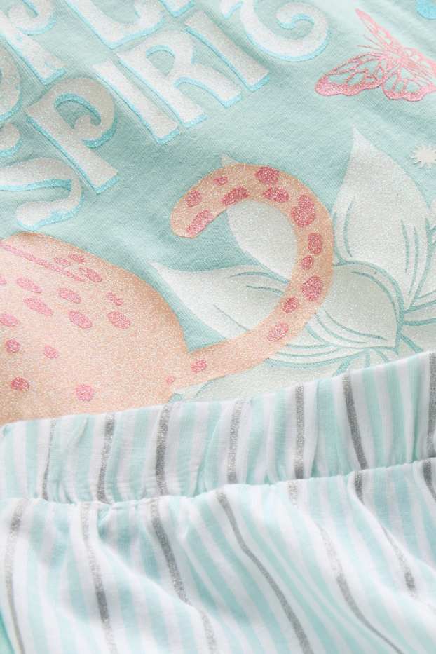 Enfants filles - Ensemble - léopard - pyjashort - 2 pièces - turquoise