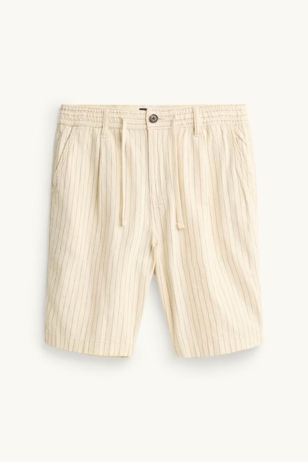 Herren - Shorts - Leinen-Mix - Nadelstreifen - cremefarben