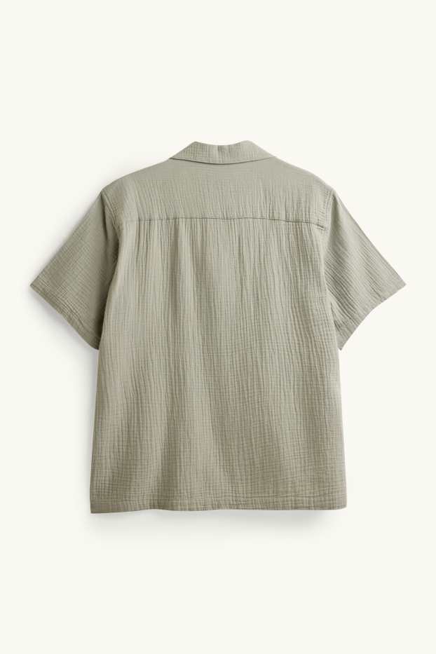 Home - Camisa - relaxed fit - coll solapa - verd