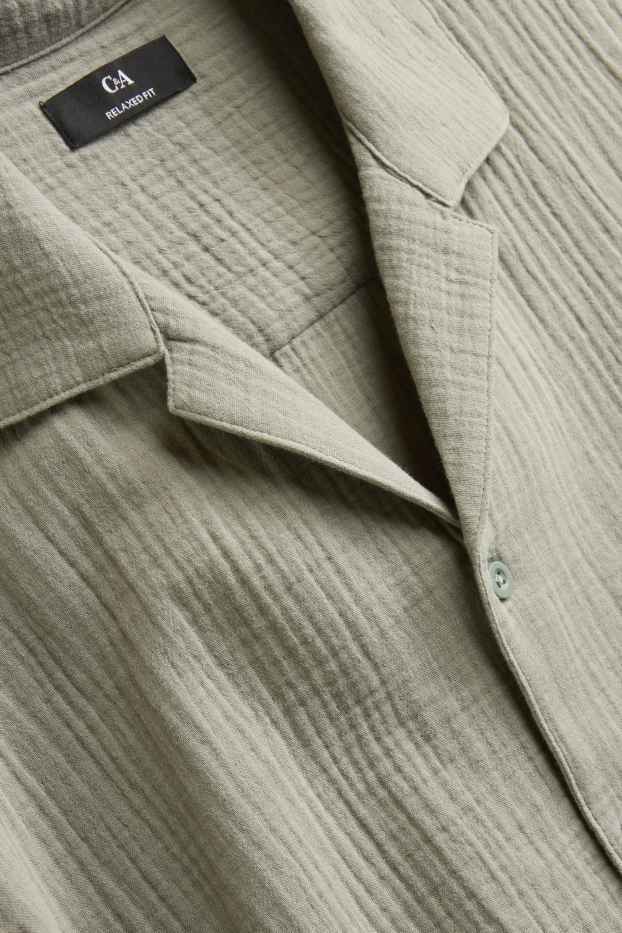 Home - Camisa - relaxed fit - coll solapa - verd