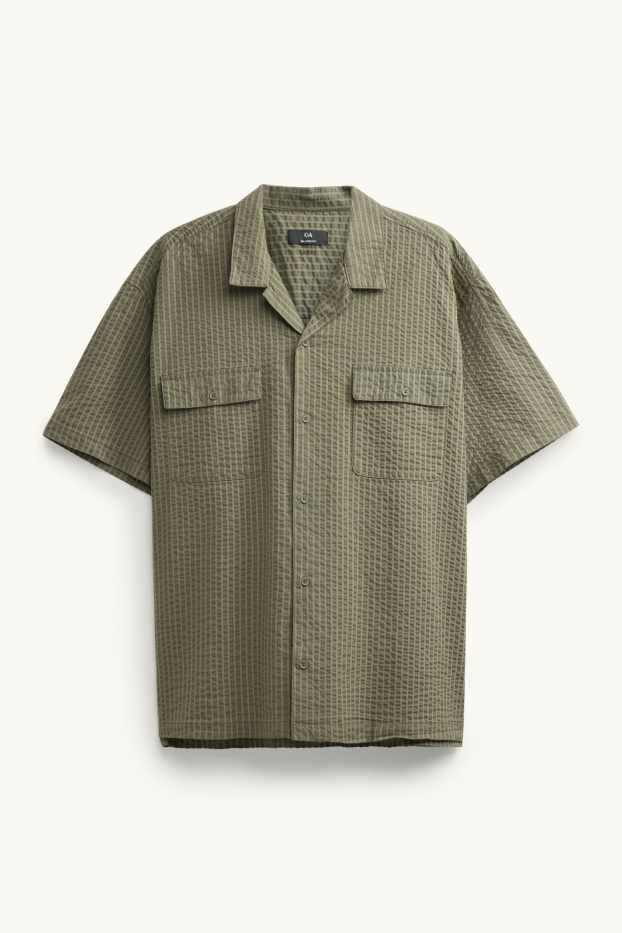 Home - Camisa - relaxed fit - coll solapa - verd