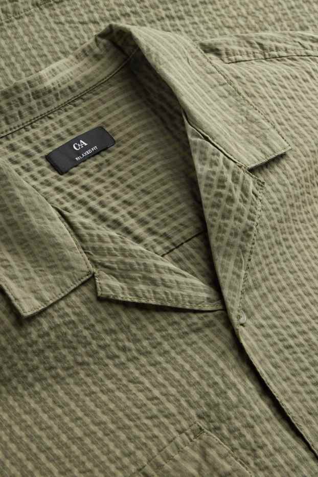 Home - Camisa - relaxed fit - coll solapa - verd