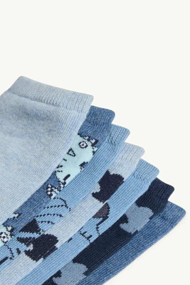 Kinder Buben - Multipack 7er - Dino - Sneakersocken mit Motiv - blau