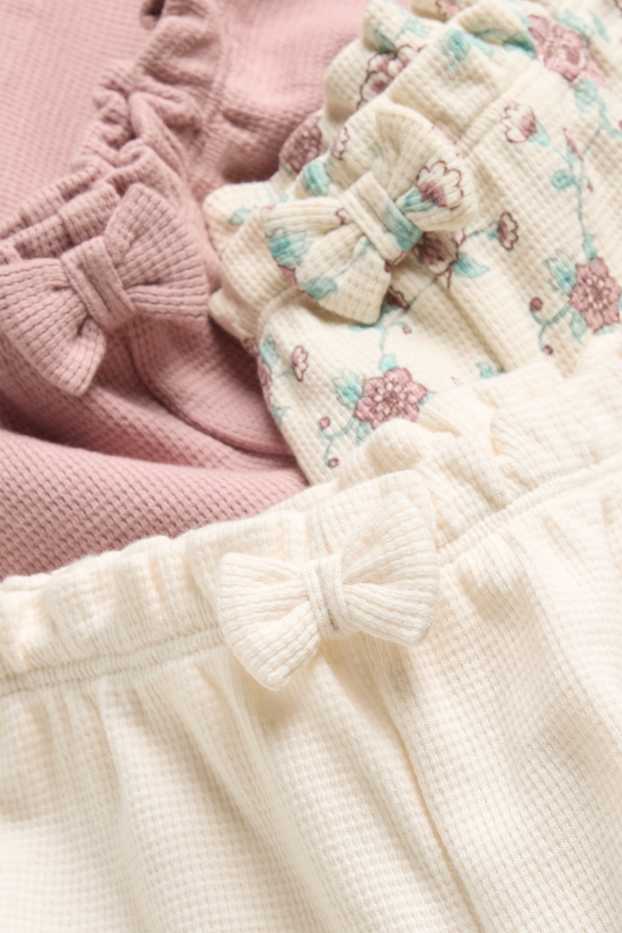 Baby Mädchen - Multipack 3er - Blümchen - Baby-Shorts - strukturiert - weiß