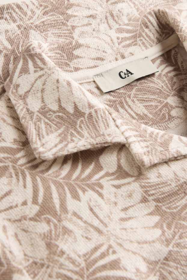 Bambini - Foglie - camicia - tessuto tramato - beige