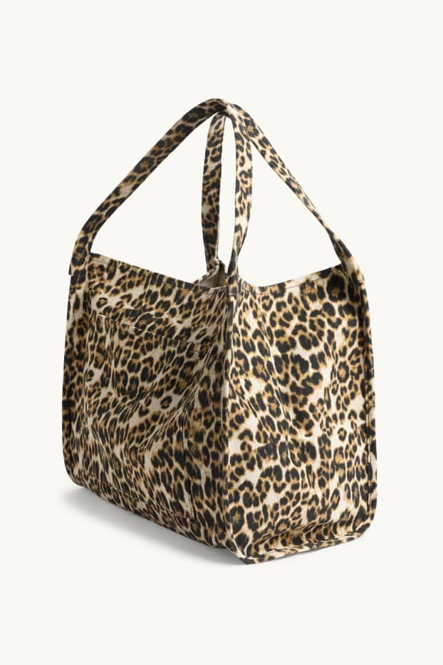 Femei - Geantă shopper mare - imprimeu de leopard - bej / maro