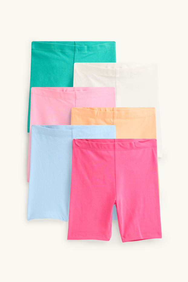 Děti - dívky - Multipack 6 ks - elastické šortky - zelená/růžová