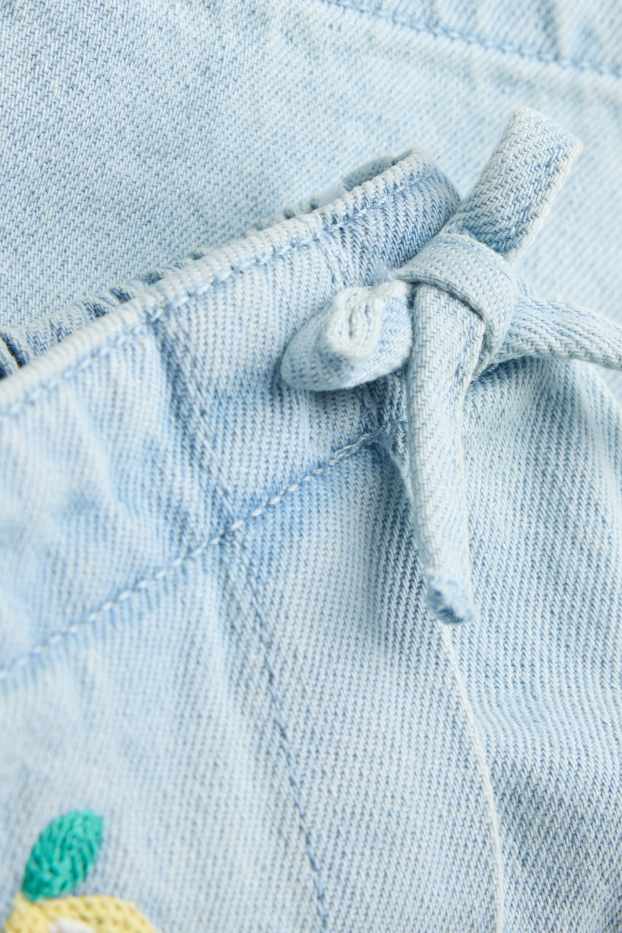 Copii - Fete - Fructe - fustă-pantalon - aspect de jeans - albastru deschis