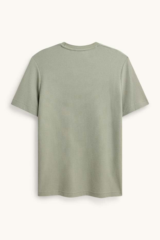 Hommes - T-shirt - regular fit - finition texturée - vert / gris