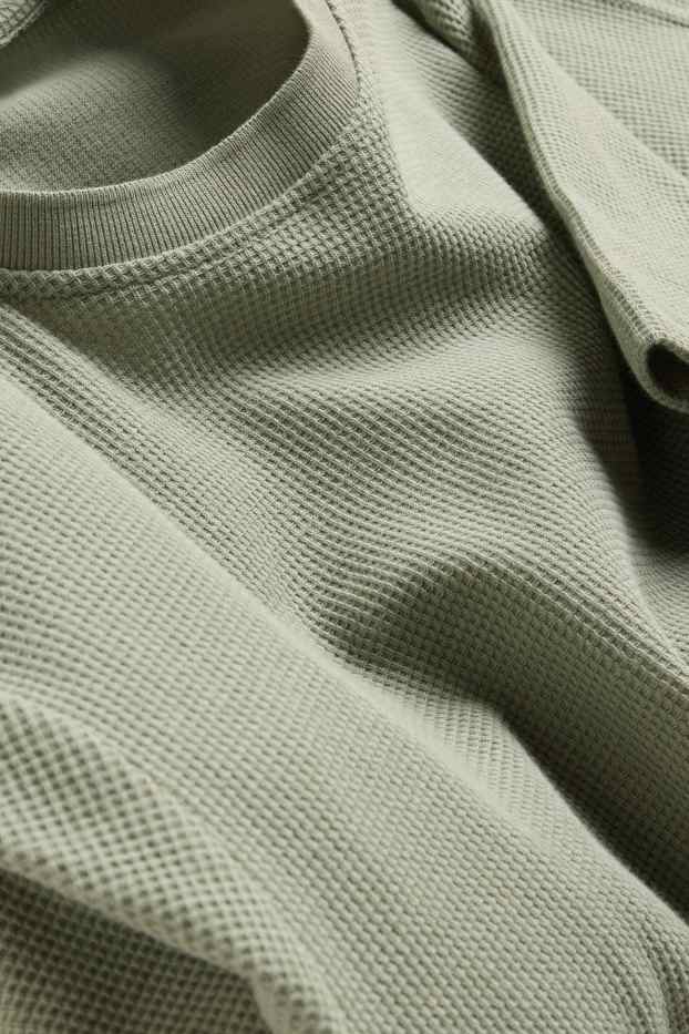 Hommes - T-shirt - regular fit - finition texturée - vert / gris