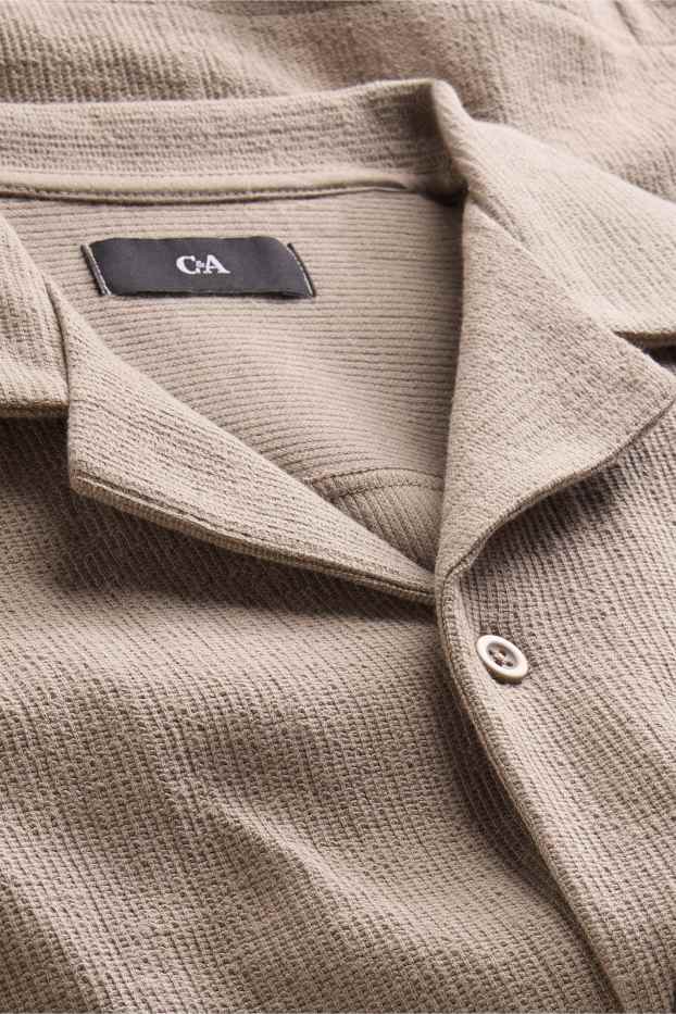 Home - Camisa - regular fit - coll solapa - texturada - marró clar