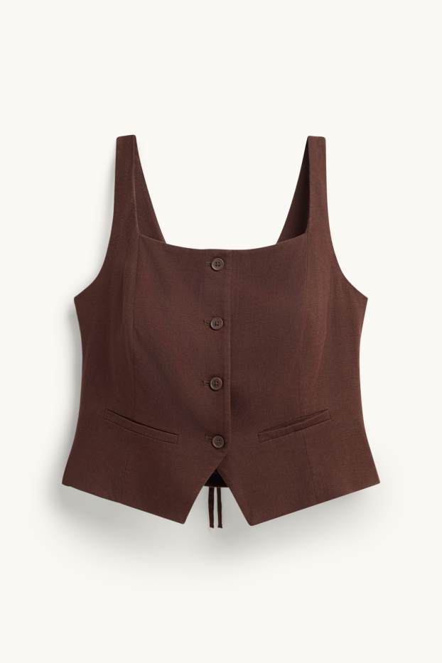 Kobiety - Kamizelka z domieszką lnu - z wcięciem w talii - brązowy